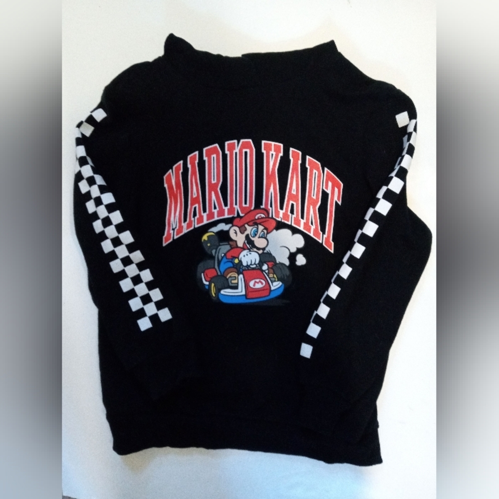 Mario Kart Kids Black Long Sleeve Hoodie Small. Measurements In Description